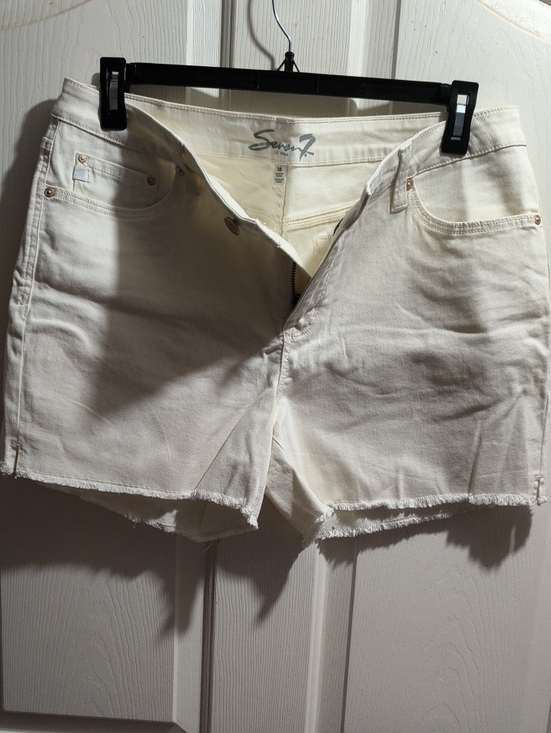 Seven7 Pants - Seven7 Women's Cream Denim Cutoff Shorts